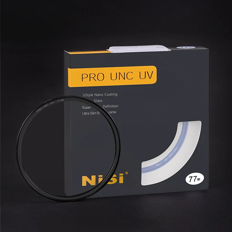 NISI протектор UNC УФ фильтр для объектива Оптическое стекло фотообъектив 52 58 62 67 72 77