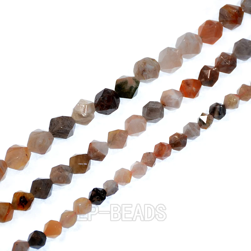 Натуральный бамбуковый лист агат-e 24 граненые полигоны драгоценные камни