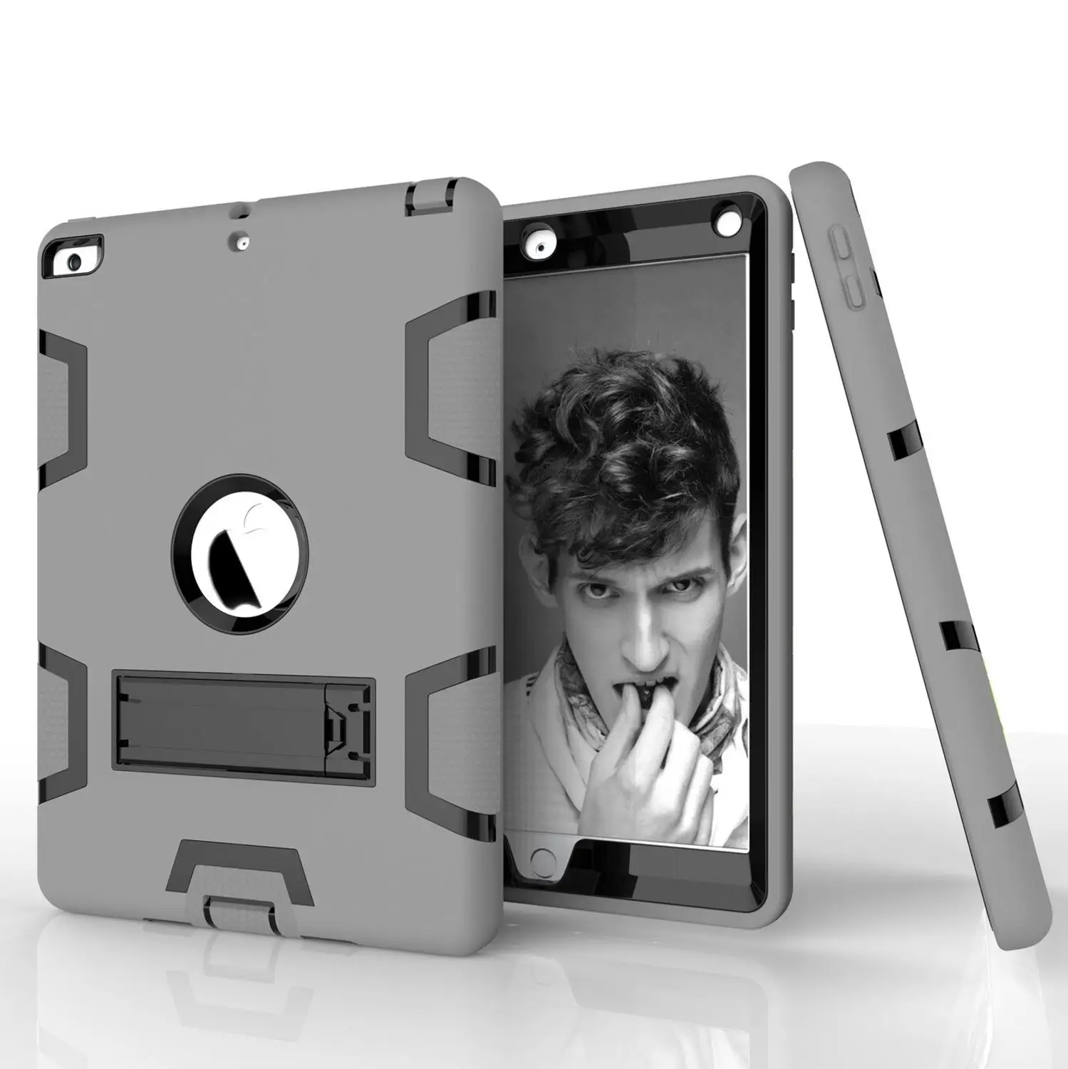 Силикагель+ PC Броня противоударный чехол для Apple iPad 9,7 дюймов, сверхпрочный Жесткий чехол Полный корпус Prot-YCJOYZW - Цвет: gray black - Z S 89