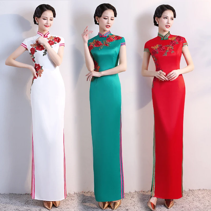 Женское Элегантное Длинное платье Ципао в китайском стиле для свадебной