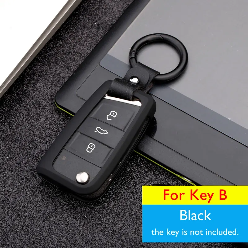 B Black Чехол для ключей автомобиля из сплава для VW Volkswagen Golf Passat Polo Skoda Octavia SEAT Ibiza 6J Ateca чехол дистанционного брелока брелок защитная сумка - Название цвета: B Black