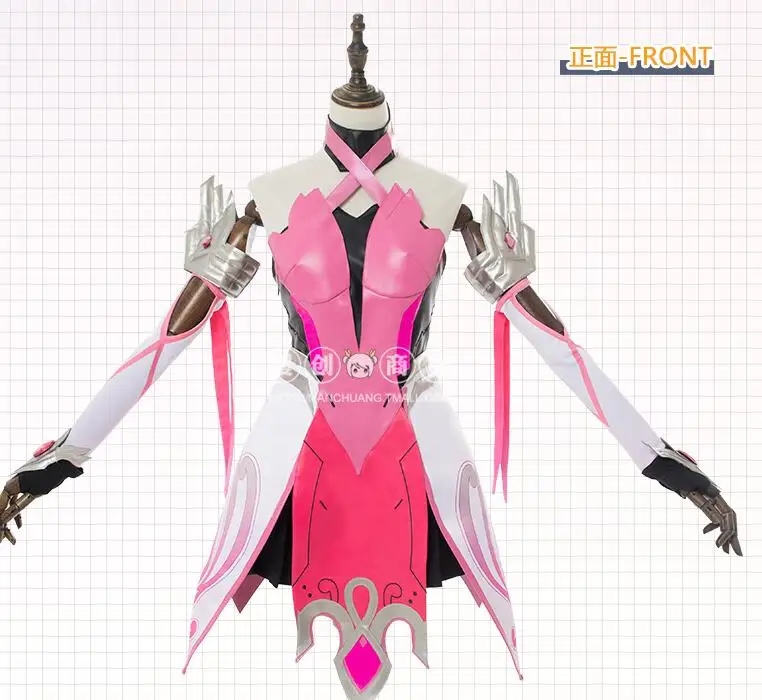 Costume OW ангела Циглер Мерси косплей костюм розовый Мерси ангела Циглер кожа наряд для девочек Женский карнавал Хэллоуин вечерние платья - Цвет: Costume