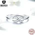 Женское кольцо на палец BISAER, кольцо из стерлингового серебра 925 пробы с геометрическим узором, круглые женские свадебные серебряные украшения ECR494