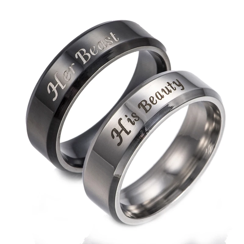 Кольцо с надписью His Beauty 1 шт.|ring couple|ring weddingjewelry for lovers |