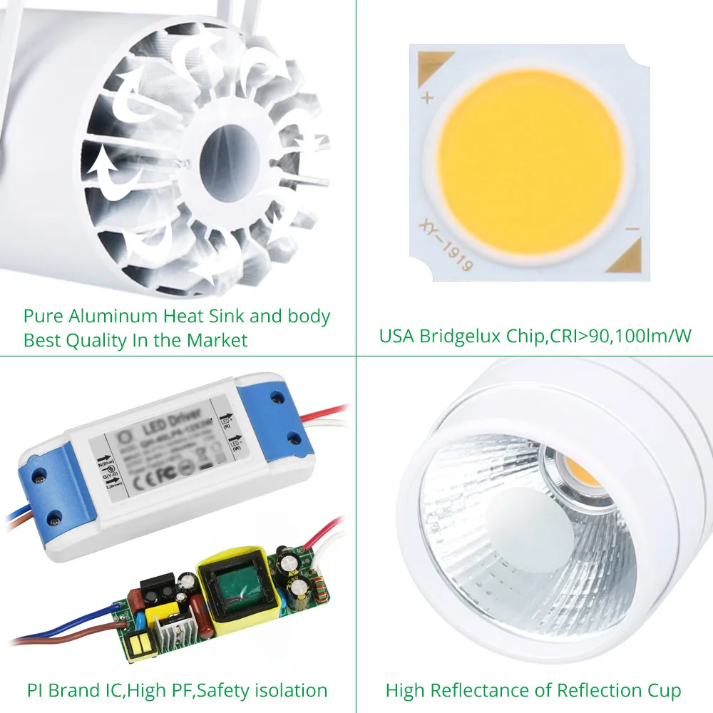 Светодиодный свет для отслеживания Dimmable 15W Spot Rail Lamp Одежда Обувной магазин