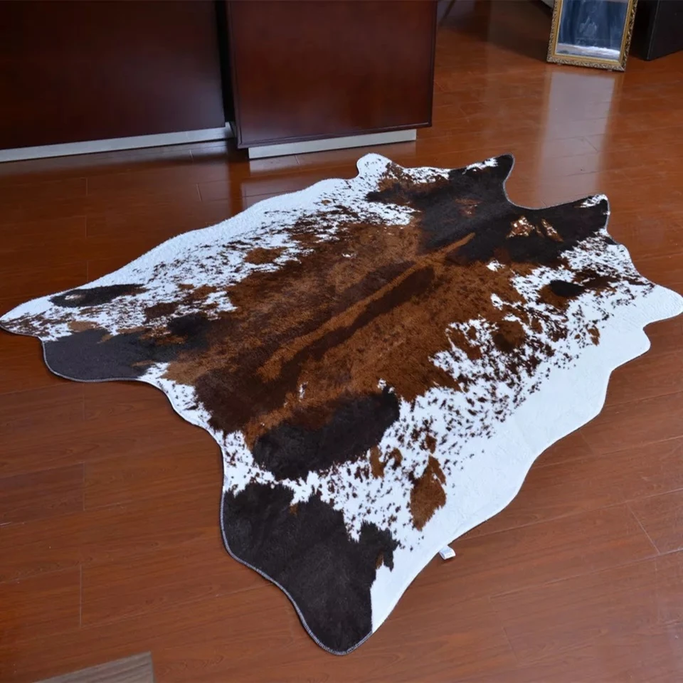 

MUZZI Zebra/Cow Printed Carpet PV Velvet Imitation Leather Rugs Animal Skins Natural Shape Carpets Decoration Mats