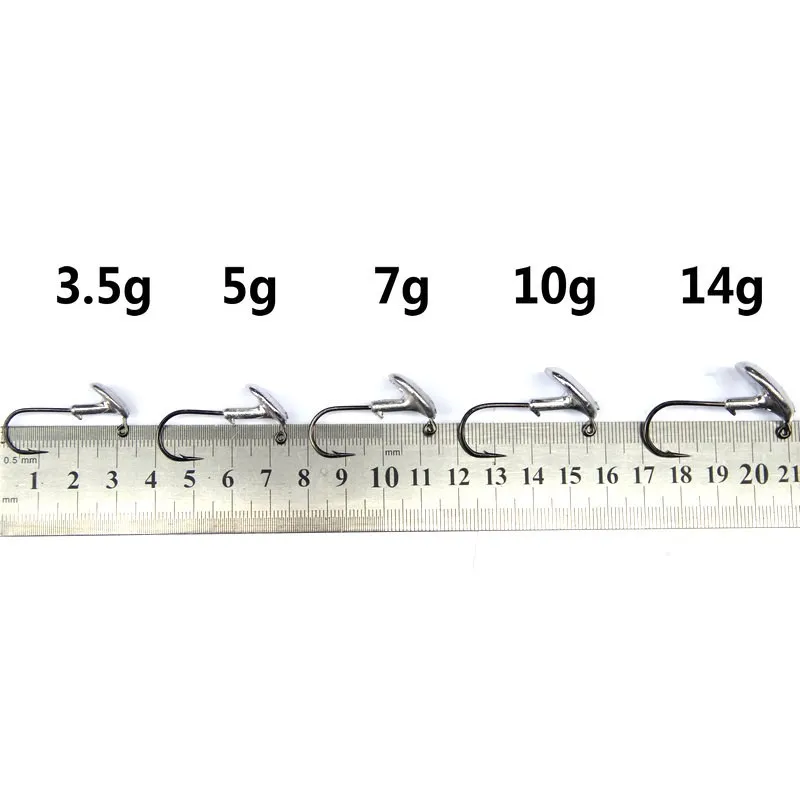 5pcs Tumbler Jump Jig Heads Fishing Hook 3.5g 5g 10g 14g Tumbler Anti-hanging Grass Lead Head Fishing Hooks for Soft Lure Tackle