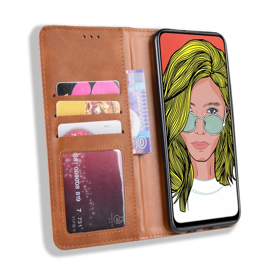 Роскошный кожаный флип-чехол для Huawei P Smart 2019 чехол-кошелек с отделением карт