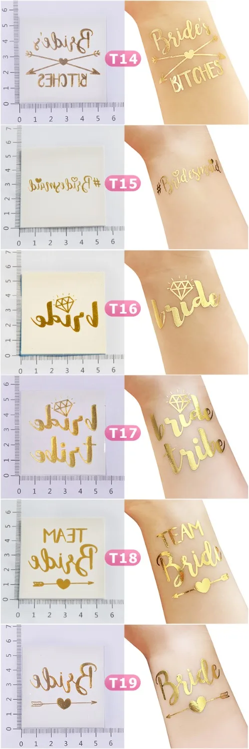 25 шт. командные золотые металлические временные фольгированные татуировки для