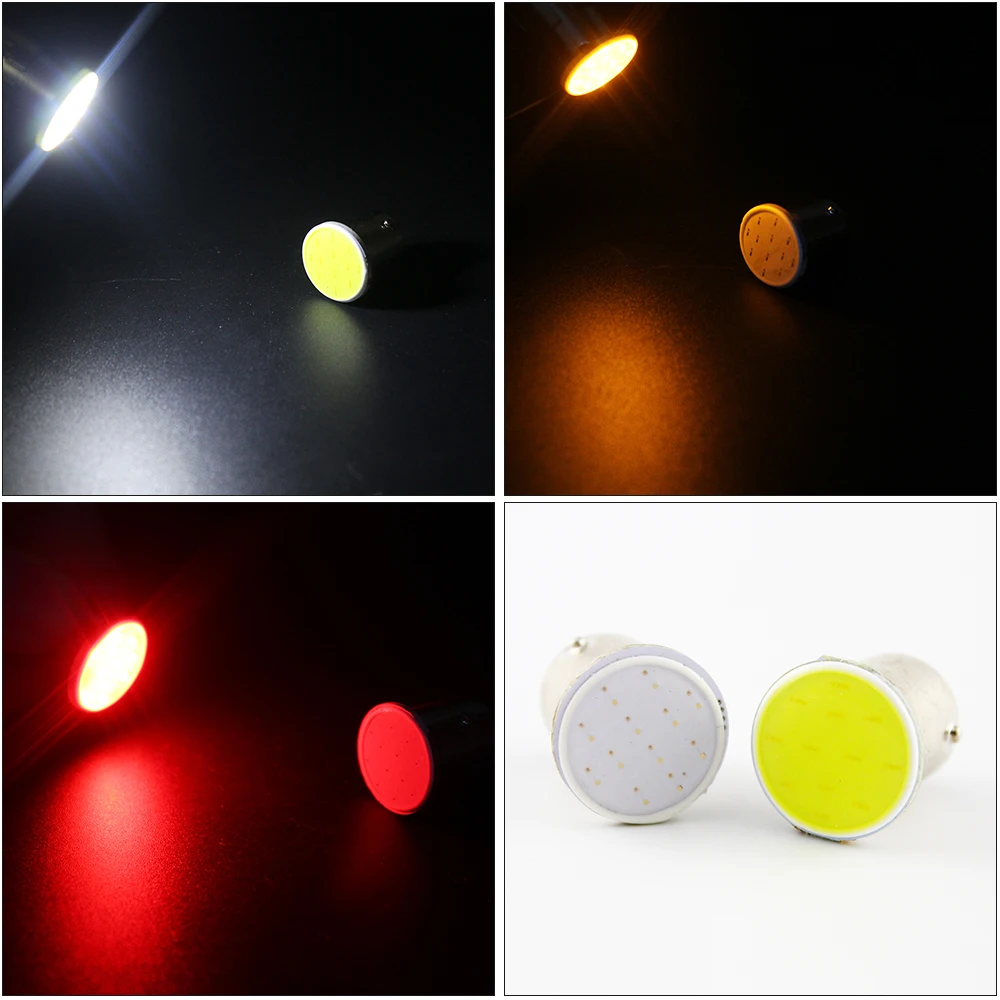 100 шт./лот S25 COB 3 Вт 12 SMD светодиодов 1156 BA15S P21W автомобильные сигнальные