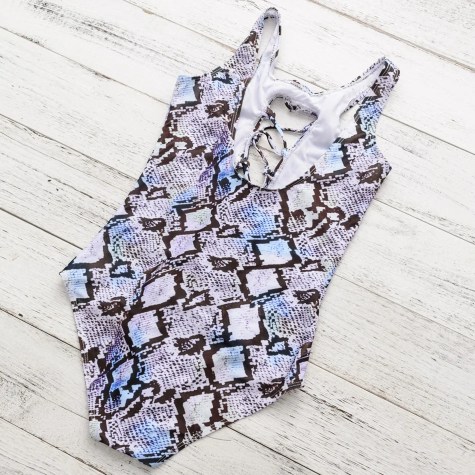 Серпантин печати Трусики бикини купальник боди Высокая Талия Купальники для