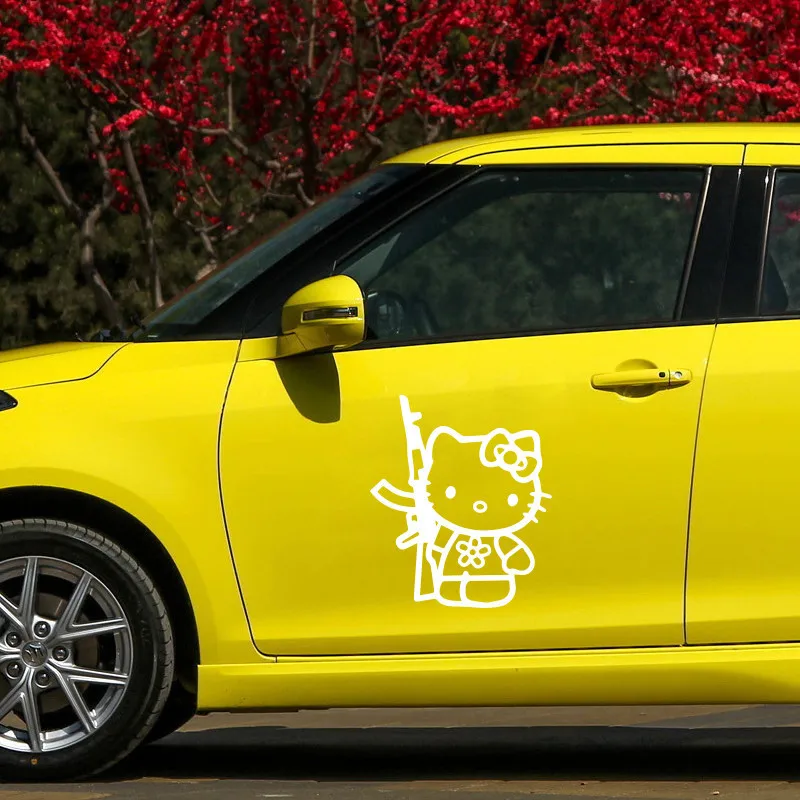 Автомобильная наклейка hello kitty Rifle виниловая персональные забавные модные
