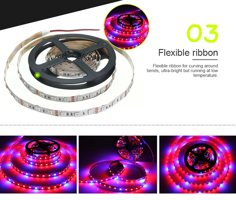 Светодиодная лента 5050 гибкая для выращивания растений 4:1 4 красный 1 синий