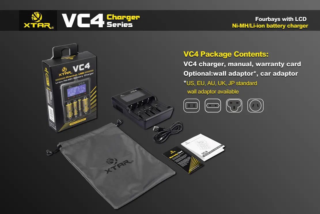 Великобритания VC4 ЖК-экран USB зарядное устройство AA AAA 18650 14500 32650 Li-Ion Ni-MH