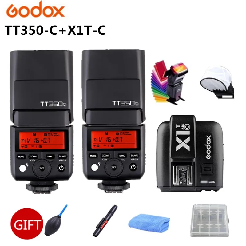 2x Godox TT350C мини Speedlite 2 4 г Беспроводной X Системы с E TTL HSS GN36 Камера вспышка + X1T C