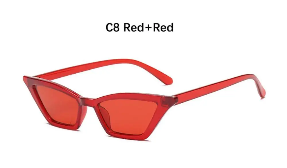 C8 red red Трендовые женские солнцезащитные очки кошачий глаз, модные брендовые дизайнерские леопардовые солнцезащитные очки Cateye, ретро оттенки для женщин, белые красные очки - Цвет линз: C8 red red