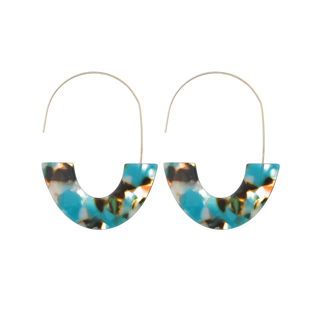 Light Blue GEREIT Мода Bijoux Brinco Boho леопардовая черепаха раковина большой крючок акриловые серьги висячие серьги - Окраска металла: Light Blue