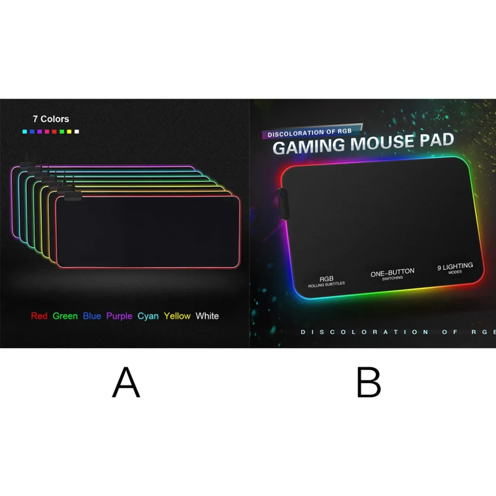 Цветной светящийся коврик для мыши RGB 7 светодиодный Коврик Для Мыши ПК ноутбука