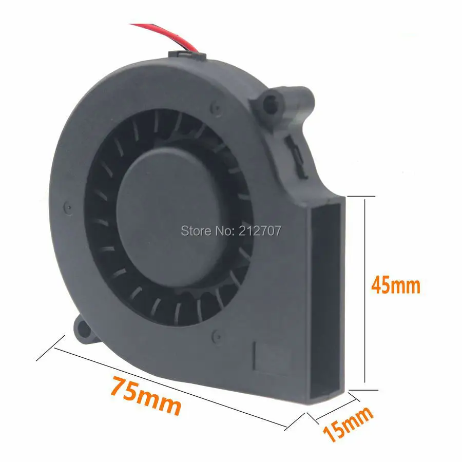 

1 Pcs Gdstime 75mm x 15mm 7515 Ball Bearing 12V Black Brushless DC Cooling Blower Fan