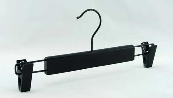 Вешалка Деревянная Hangerlink черная 33 см с зажимами для нижней части вешалка брюк (20