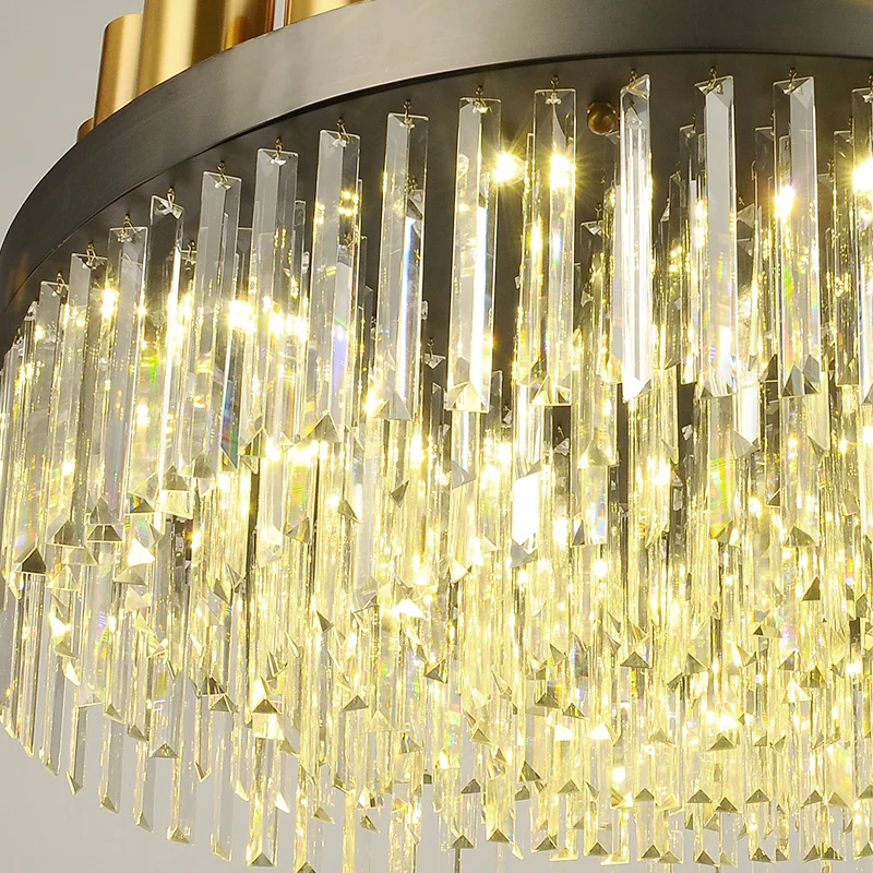 Современная круглая художественная лампа из нержавеющей стали хрустальная