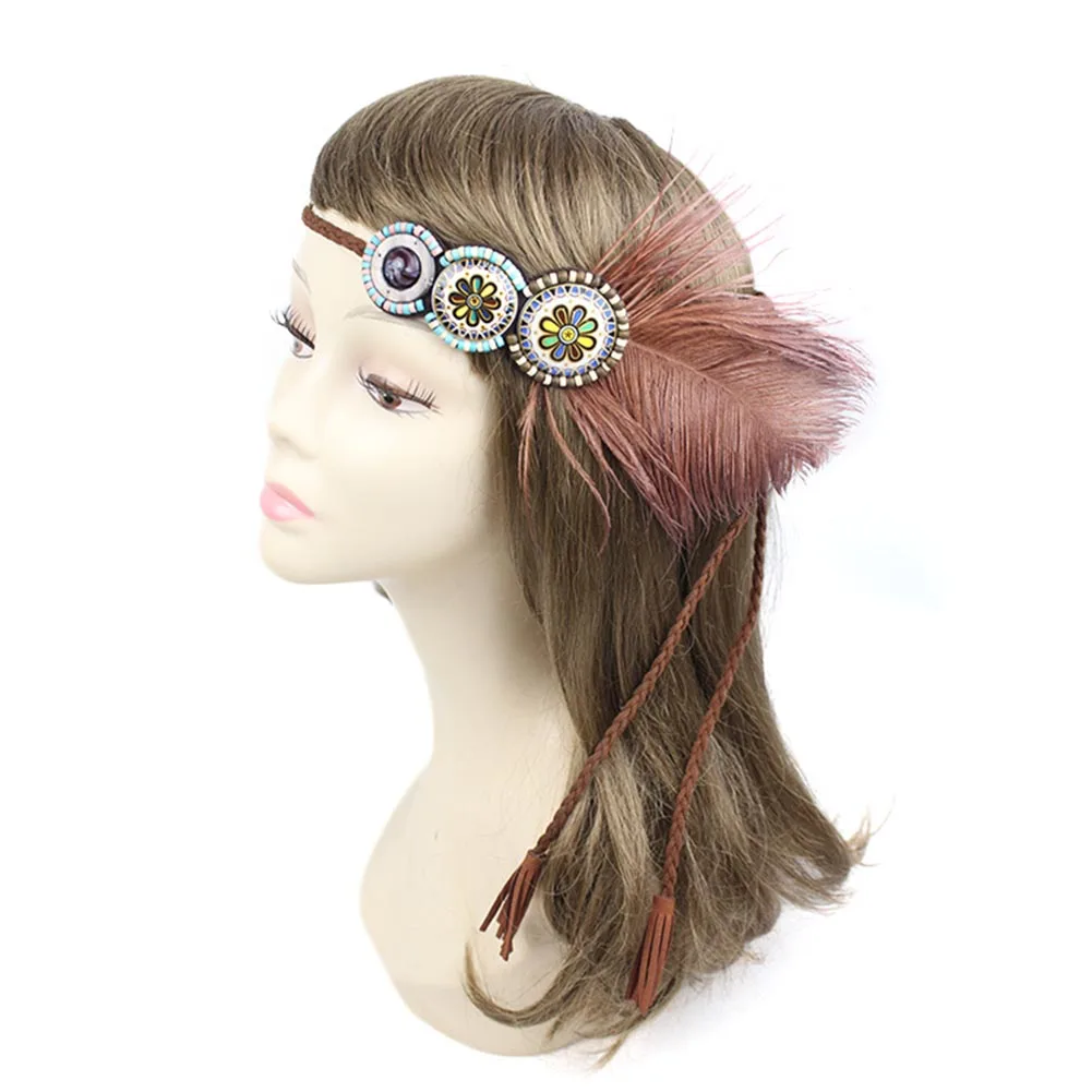 1PC Fashion Retro Feather Flapper Headpiece Party Rope Prom Headband Hair Band Headdress | Украшения и аксессуары