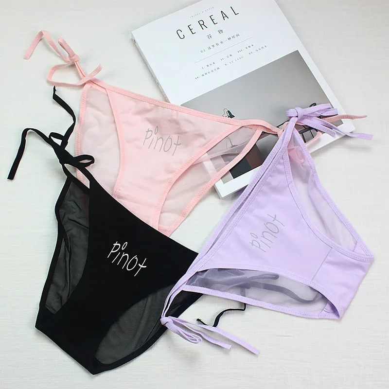 Женское нижнее белье SP & CITY прозрачные хлопковые трусы с завязками на шее|transparent