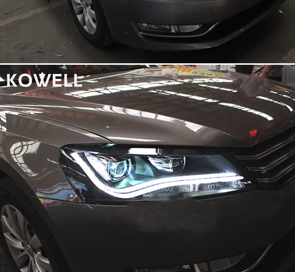 KOWELL стайлинга автомобилей для VW Passat 2012- светодиодный фары DRL спереди bi-ксеноновая линзы двойной луч HID комплект
