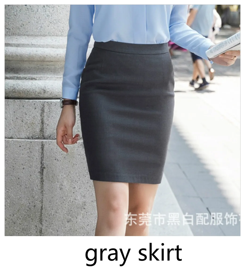 Gray Skirt Зимний осенний Женский блейзер черного и серого цвета, модный Блейзер на одной пуговице, Женский блейзер, Женская офисная одежда - Цвет: Gray Skirt