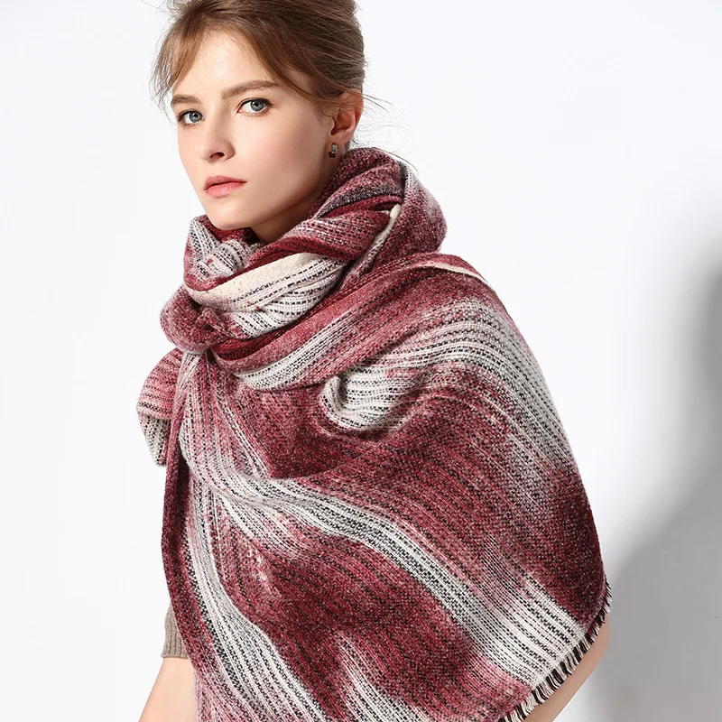 

Brand Wool Thick Wool Scarf Warm Two Colors Shawl Women Soft Cosywarmer
