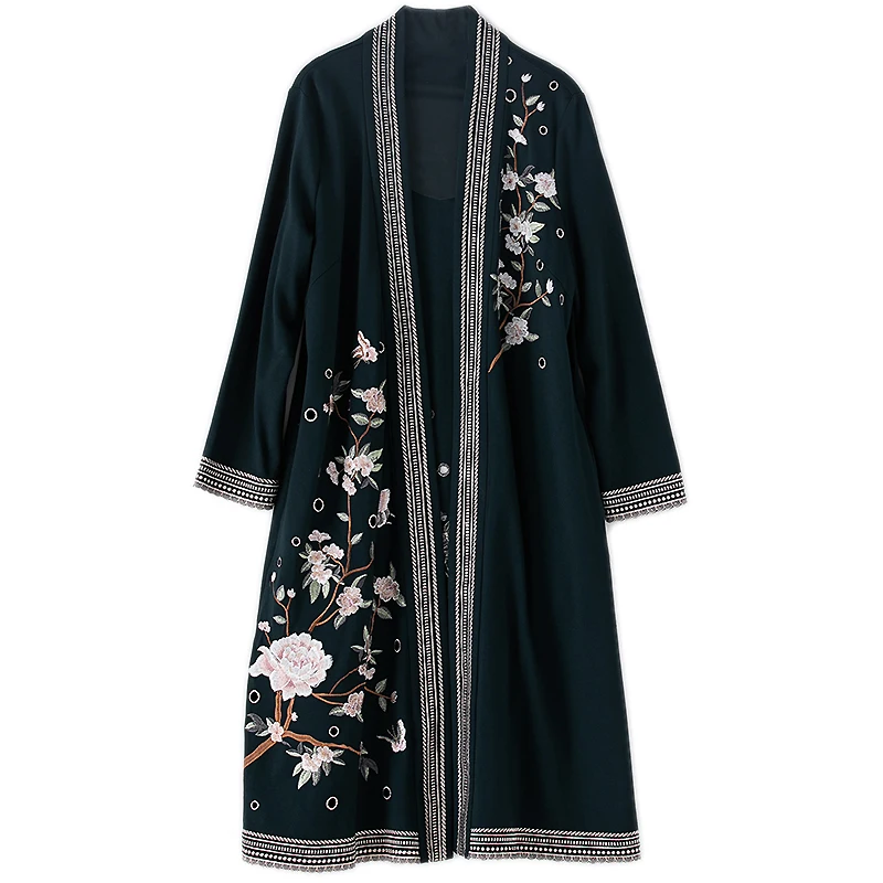 

2019 Spring Summer Autumn Fashion Coat Jacket Plus Size Clothing Women Exquisite Embroidery Coat Cardigans Female Coat Overcoat