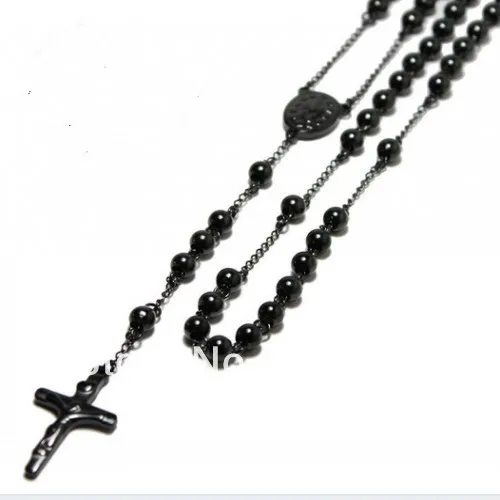 Цепочка Из Нержавеющей Стали с шариками и крестом Иисуса ожерелье из нержавеющей