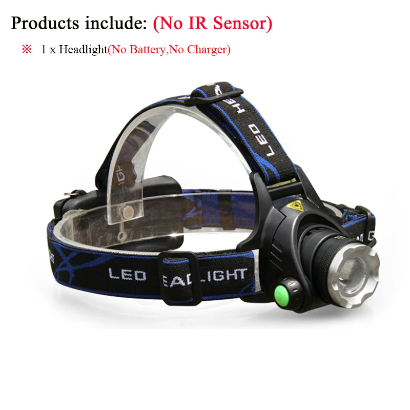 NO Sensor A Светодиодный налобный светильник cree xm l2 t6 с инфракрасным датчиком и зумом, индукционный налобный фонарь, водонепроницаемый налобный светильник 18650 светильник, заряжаемый через USB, налобный фонарь - Испускаемый цвет: NO Sensor A