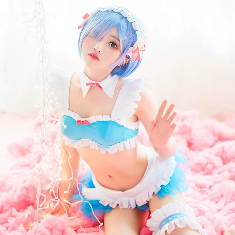 Комикс Аниме: жизнь в другом мире от нуля Косплей Костюм Rem Re: zero бикини купальный