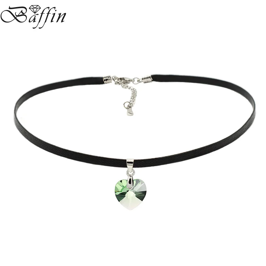 Peridot Baffin XILION сердца кулон колье Цепочки и ожерелья кристаллов из Австрии элементы из бечёвки цепи Collier для, женская обувь Винтаж ювелирные изделия - Окраска металла: Peridot