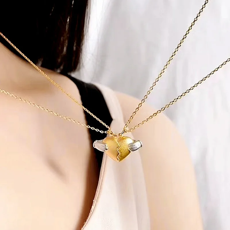 

S925 sterling silver love necklace couple magnetic heart love clavicle chain heart pendant necklace necklaces for women