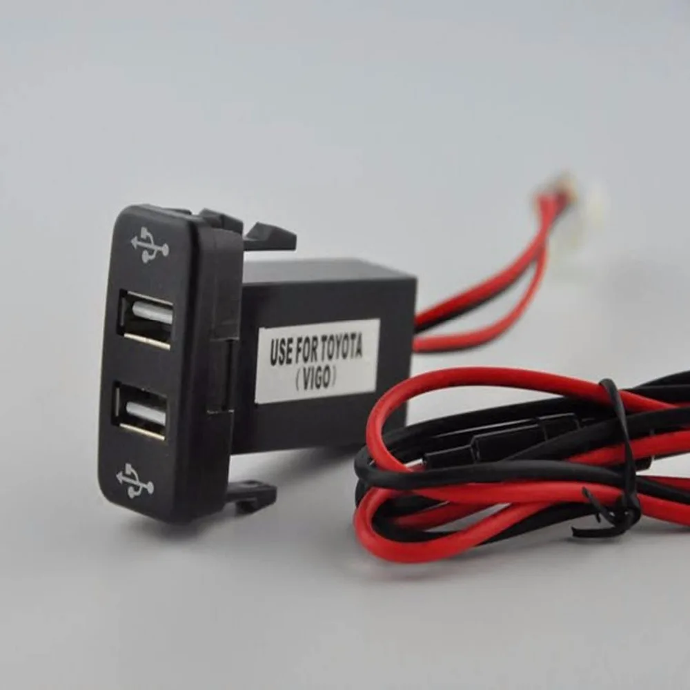 Зарядное устройство с двумя USB портами для Toyota VIGO адаптер интерфейсом автомобиля