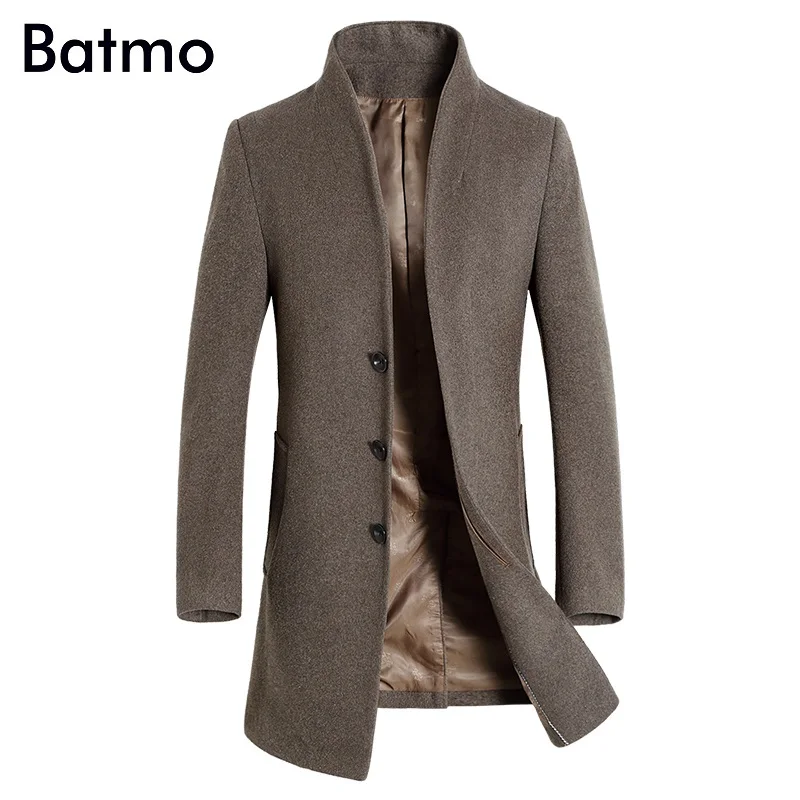 Batmo 2018 Новое поступление зимнее шерстяное мужское однобортное пальто-Тренч
