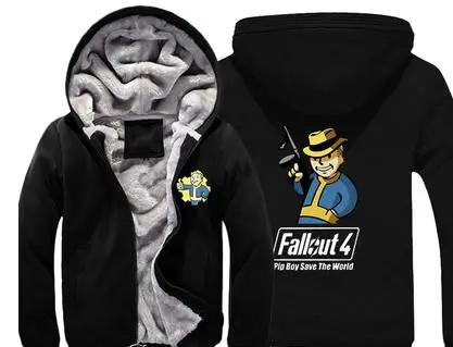 style1 Игра Fallout 4 Hoodie Pin Boy Save The World принт на молнии Кардиган Толстовка супер теплое плотное флисовое пальто для мужчин и женщин - Цвет: style1