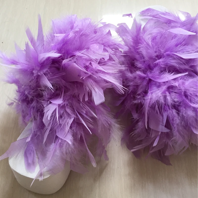 Женские Вьетнамки ручной работы Милые сандалии Шлепанцы с перьями страуса