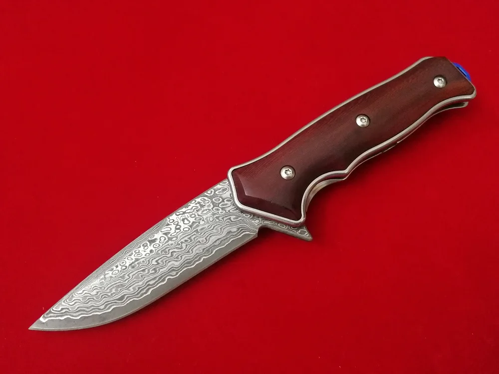 JohnnyJamie бренд Robino C187DM Дамаск Сталь Ножи складной нож деревянной ручкой выживания