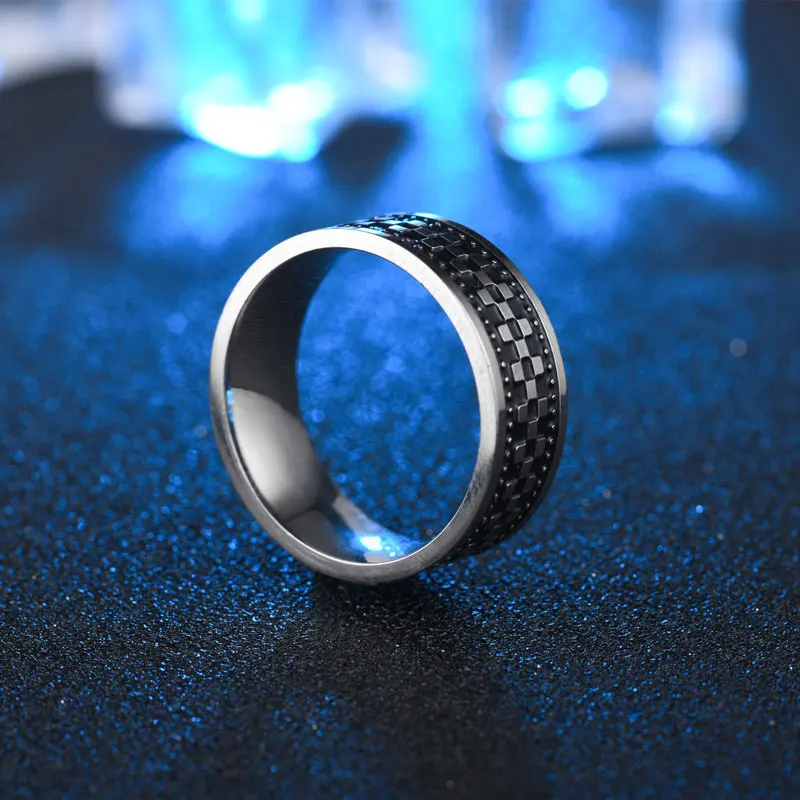 

Vintage Smudged Men's Titanium Steel Ring 8mm Cross Punk Rings for Men Biker Jewelry