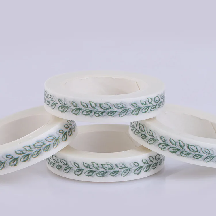 1 шт. бумажная лента с зелеными листьями 8 х10 м|washi tape|washi masking tapemasking tape |