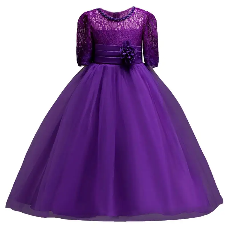 Purple Коллекция года, летнее платье для девочек Vestidos, Детские платья для девочек, одежда торжественное платье принцессы для торжеств Вечерние платья на свадьбу для детей возрастом 4, 6, 10, 12 лет - Цвет: Purple