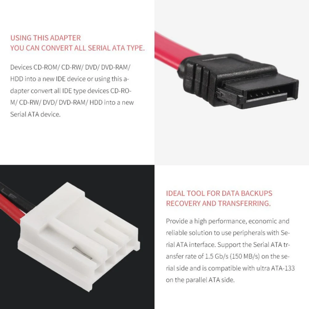 New Arrival 150Mbps 2 in 1 SATA to IDE Adapter Converter Chip Cable Connector for DVD/CD/HDD |