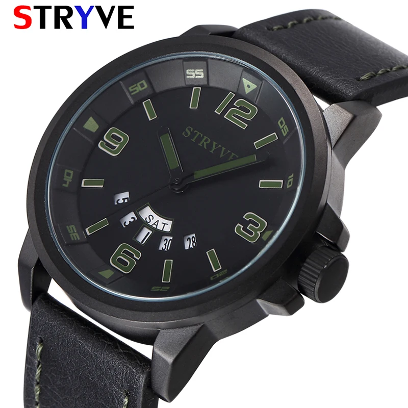 Stryve брендовые новые мужские Бизнес наручные часы Дата Неделя 30 м