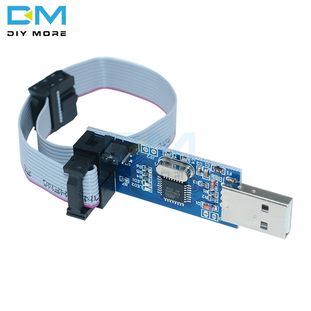 Программатор USBASP USBISP AVR 10 контактный кабель USB ISP ASP ATMEGA8 ATMEGA128 ATtiny CAN PWM поддержка Win7