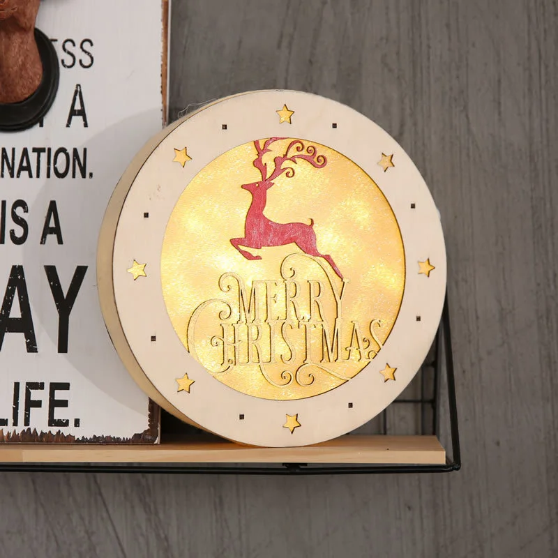 2018 новый световой кабины подарок светодиодный елочные украшения деревянные