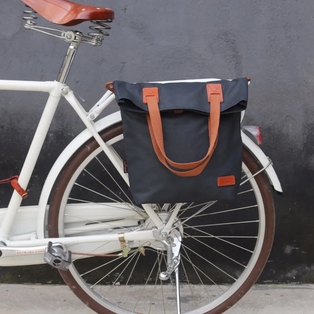 

Tourbon Vintage Bicycle Tote Bag Waxwear Canvas Waterproof Retro Bike Pannier Bags Cycling Rear Pack Seat Carrier Bags Deep Blue