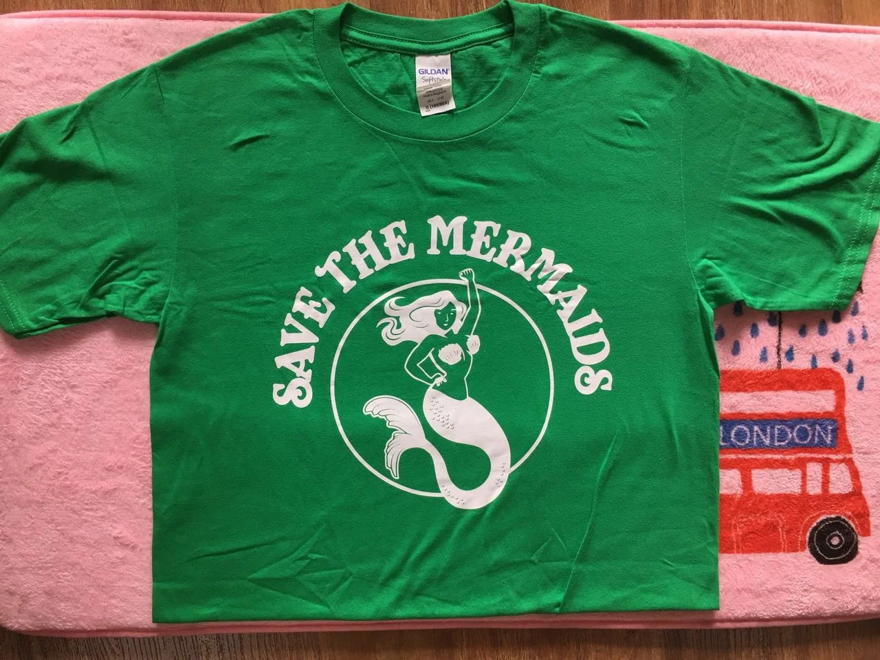 

HAHAYULE Save The Mermaids Women Summer Cute Graphic Tee Casual Short Sleeves T-Shirt Green